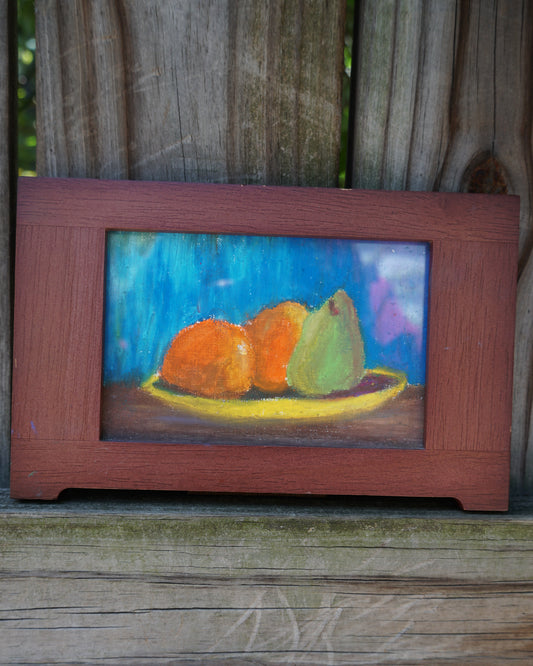 Oil Pastel Still Life In Vintage Frame