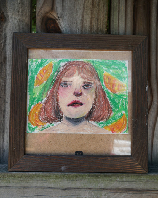 Oil Pastel Portrait In Thrifted  Frame