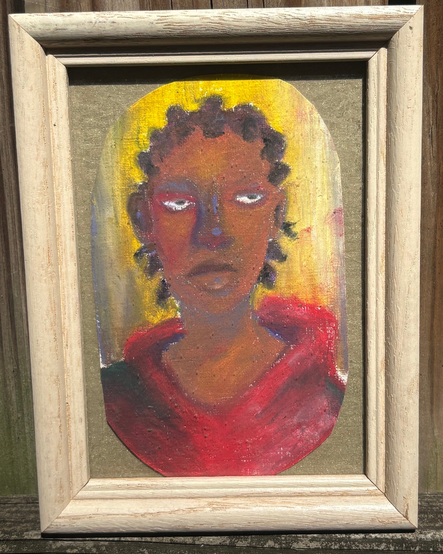 Oil Pastel Portrait In Thrifted Frame