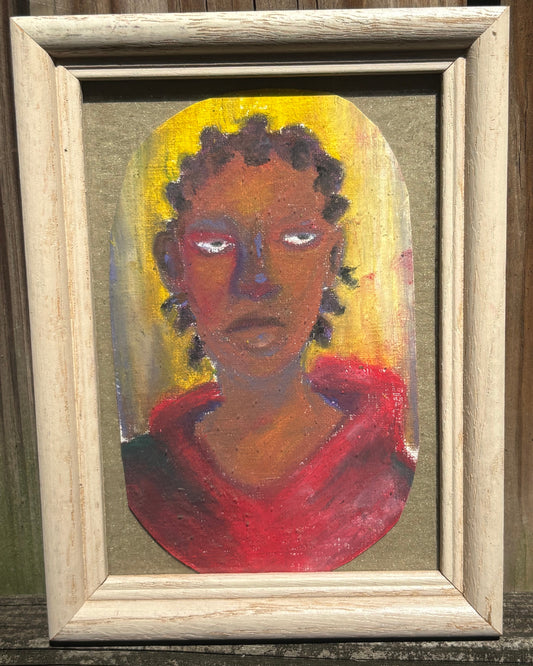 Oil Pastel Portrait In Thrifted Frame