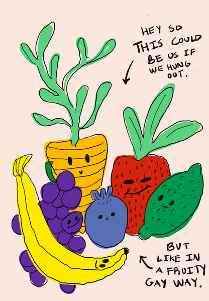 "Lets Hang Out In A Fruity Way" Vinyl Sticker